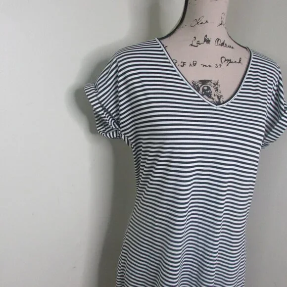 Liberty Love T-Shirt Dress M Black White Stripe - Picture 5 of 9